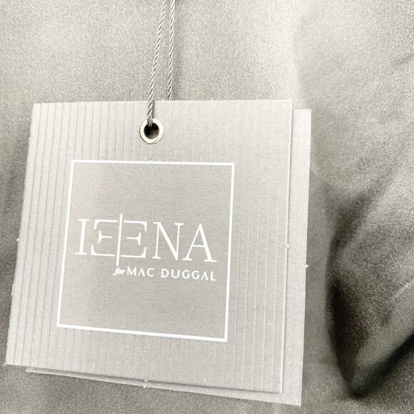 MAC DUGGAL Dress Size 8 Mini Dress NEW Black Beaded Fringe Hem Silver Puff Slv - Picture 3 of 9